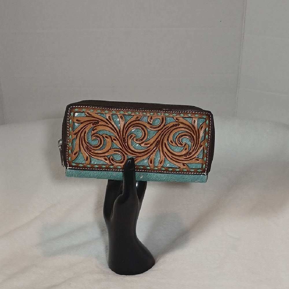 Angel Ranch Acid Wash Hair Elegant Brown/ Teal Women's Wallet